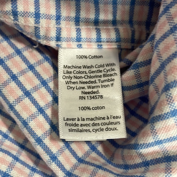 Vineyard Vines Boys Pink Blue Plaid Whale Button Down Long Sleeve Shirt 3T - Picture 5 of 8